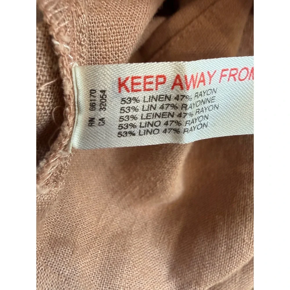Free People Linen Blend Side Button Midi Slip Dress Mauve Brown Size‎ M - Picture 9 of 12